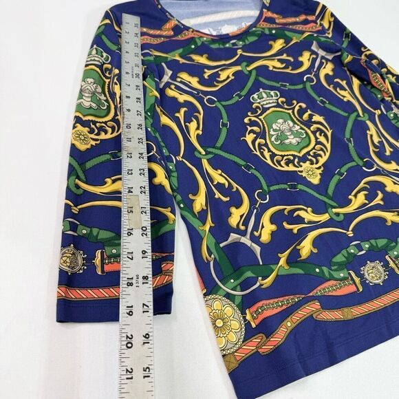 J.Mclaughlin Top Womens Large Blue Long-Sleeve Crew-Neck Blouse Catalina Cloth - Picture 3 of 9